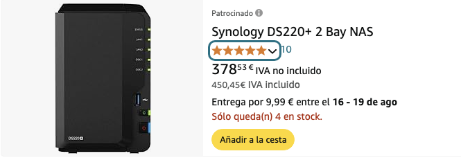 Synology Solución NAS de escritorio DS220+