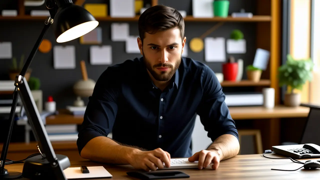 Un hombre pensativo en luz tenue