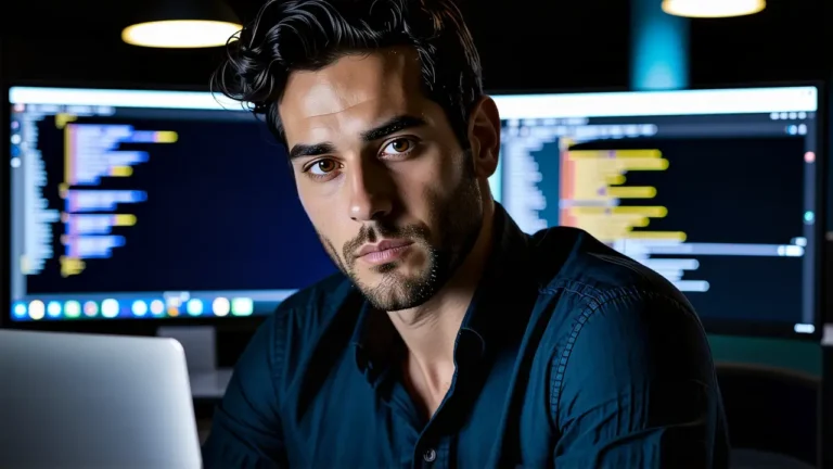 Un hombre resuelve problemas en la pantalla