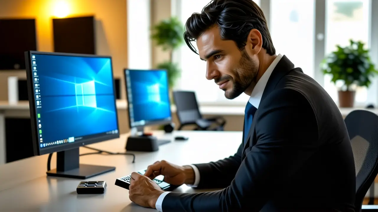 Un hombre moderno y reflexivo en estudio digital