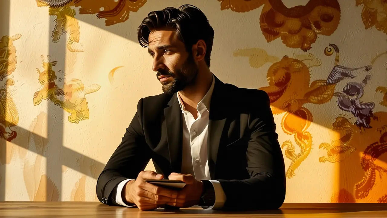 Un hombre pensativo en estudio digital