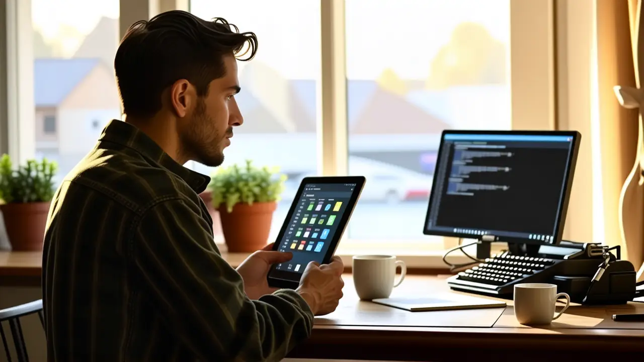 Un hombre contemplativo domina la tecnología y su privacidad