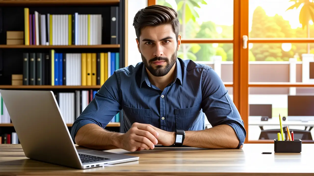 Un hombre en oficina usa USB con BitLocker