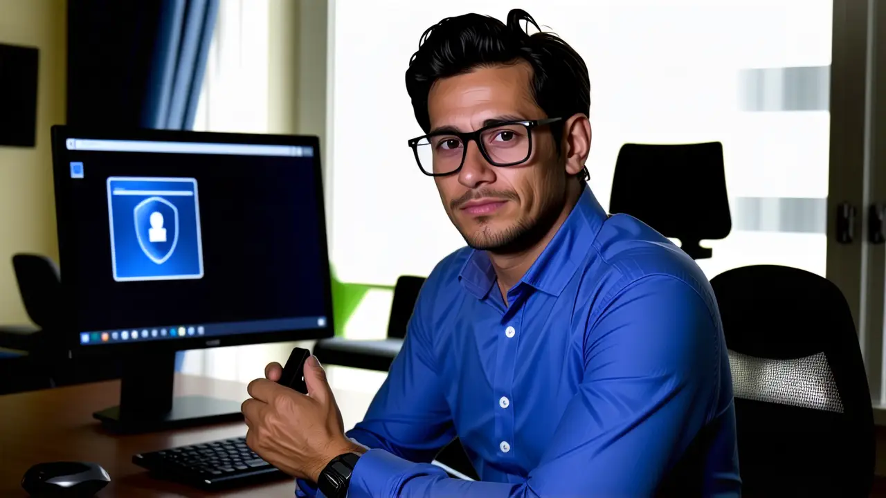 Fotógrafo captura hombre serio con USB