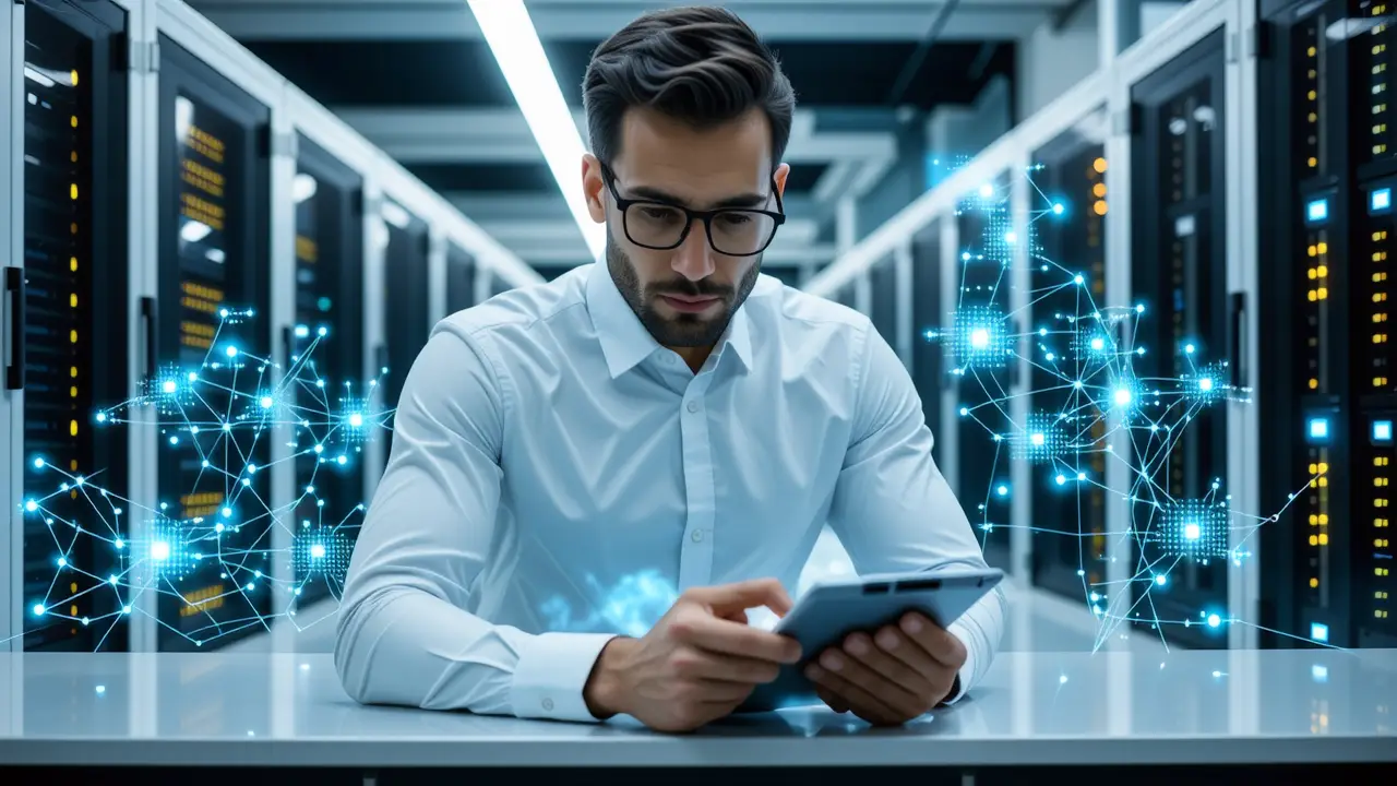 Un ingeniero analiza datos técnicos en un entorno moderno