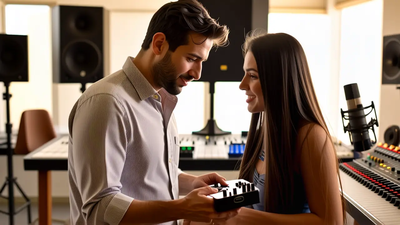 Como grabar música en un CD: Grabar CD MP3 fácil 1 Un hombre y una mujer en estudio