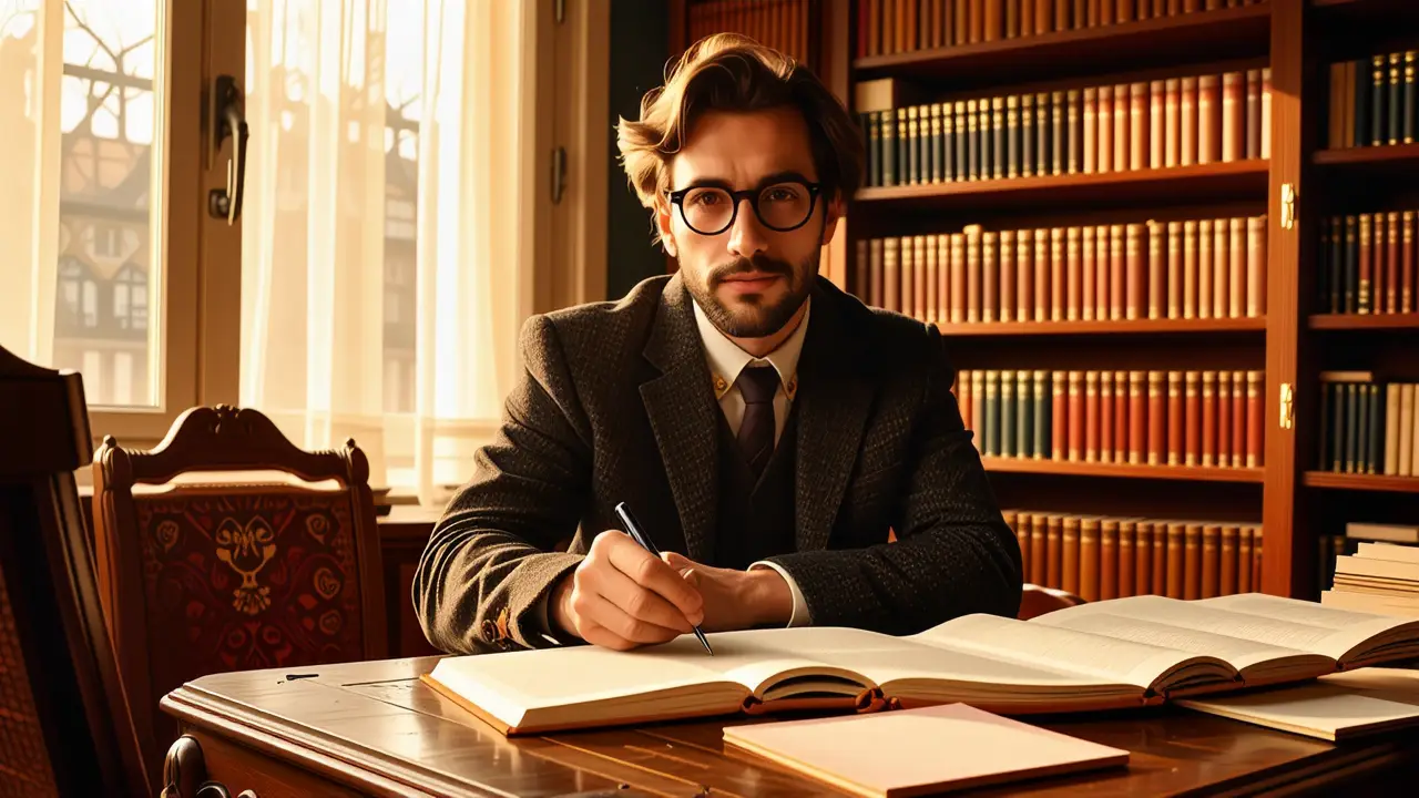 Un hombre pensativo en estudio acogedor