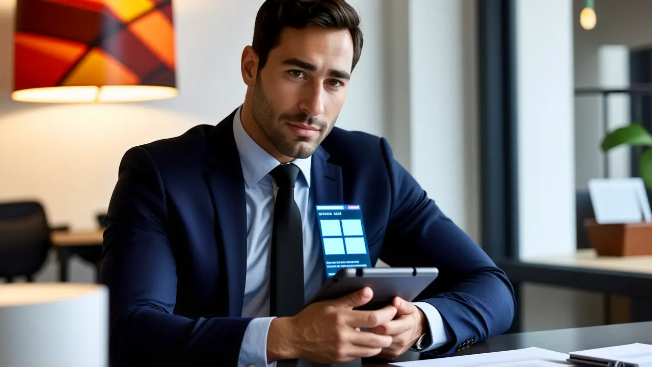 Iniciar con Windows: Automatiza el Inicio en Windows 11 1 Un hombre moderno trabaja con eficiencia digital