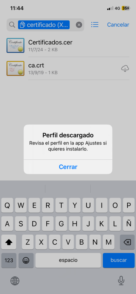 instalar certificado iphone7