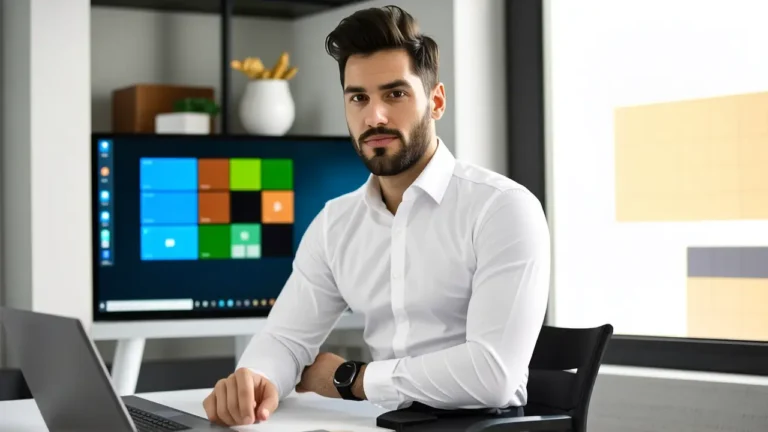 Un hombre pensativo en un escritorio moderno