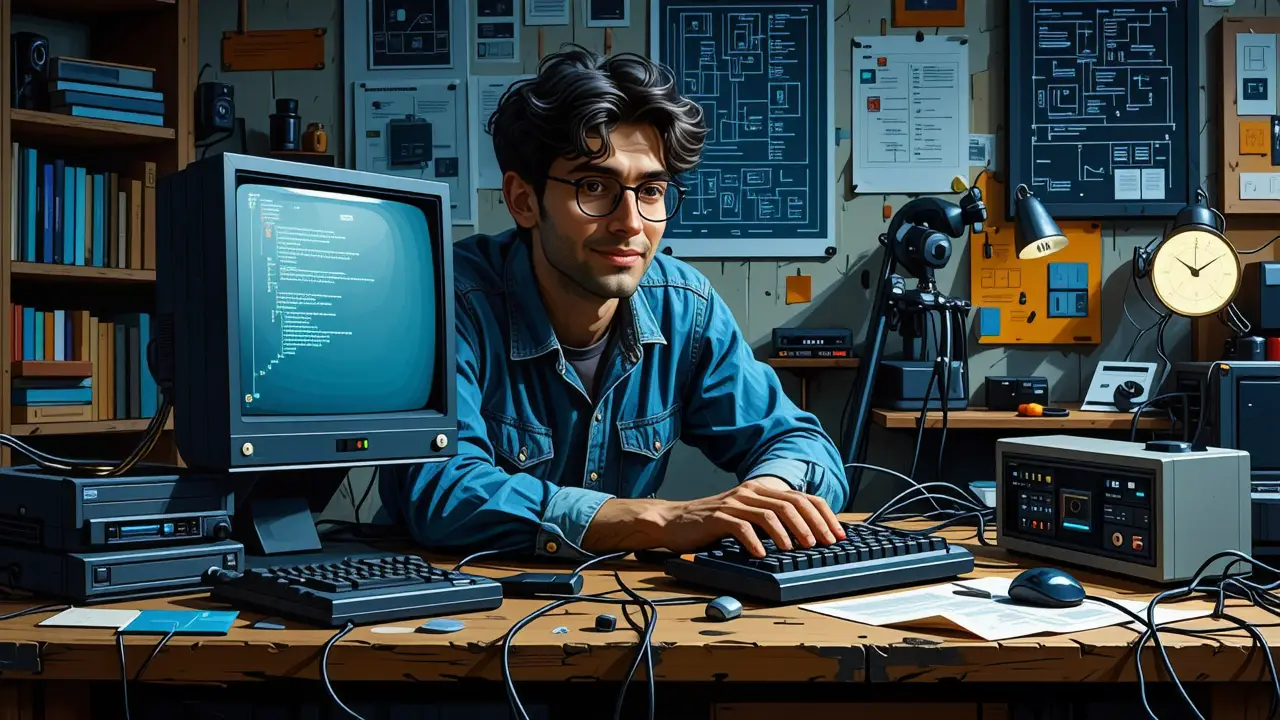 Configurar RAMDrive en Windows 98: Guía Rápida 2 Un hombre resuelve código en la era retro