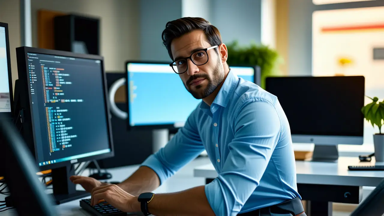 Un técnico asiste con luz cálida y profesional
