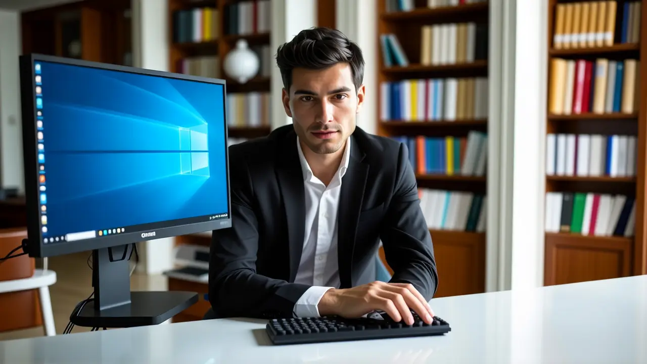 Un hombre serio elige entre tecnología y datos