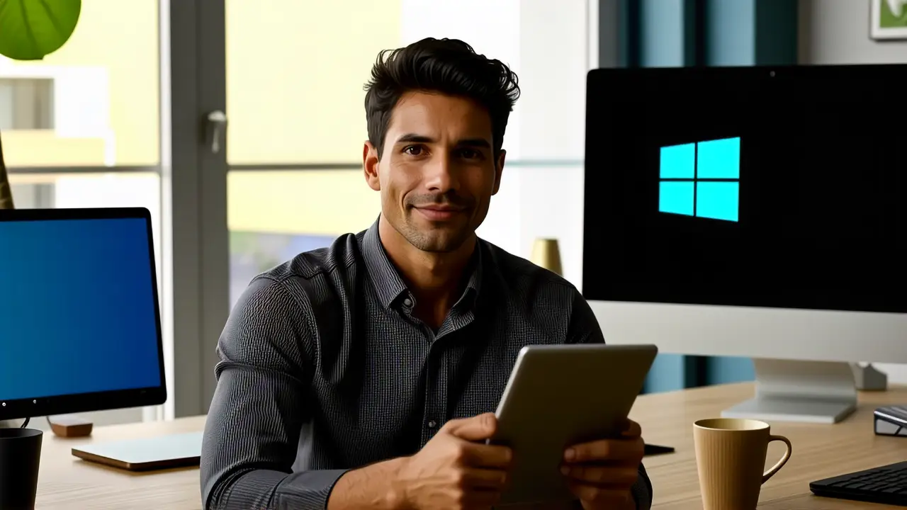 Un hombre moderno activa Windows con confianza