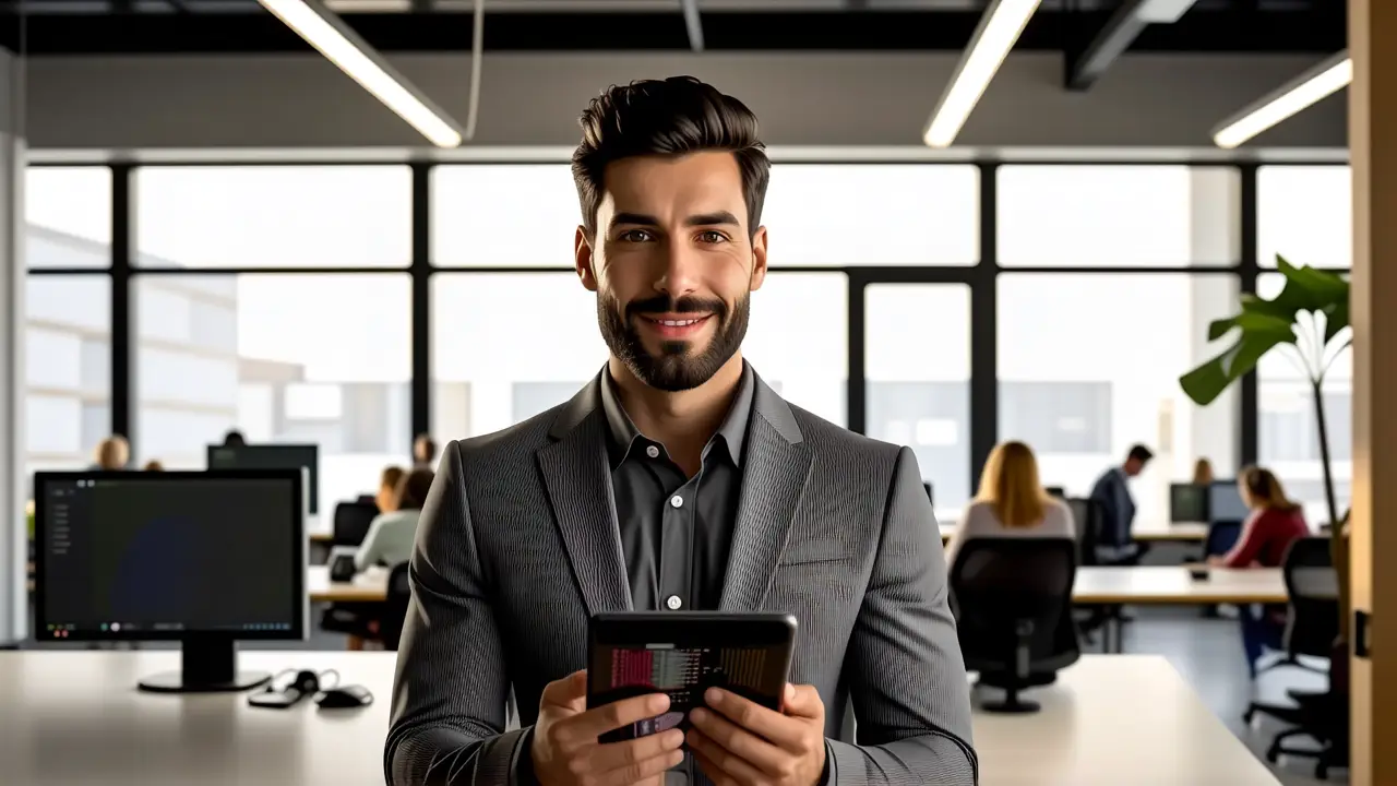 Sandbox Windows: Activar y Usar Fácilmente 3 Un hombre elegante trabaja en un entorno moderno