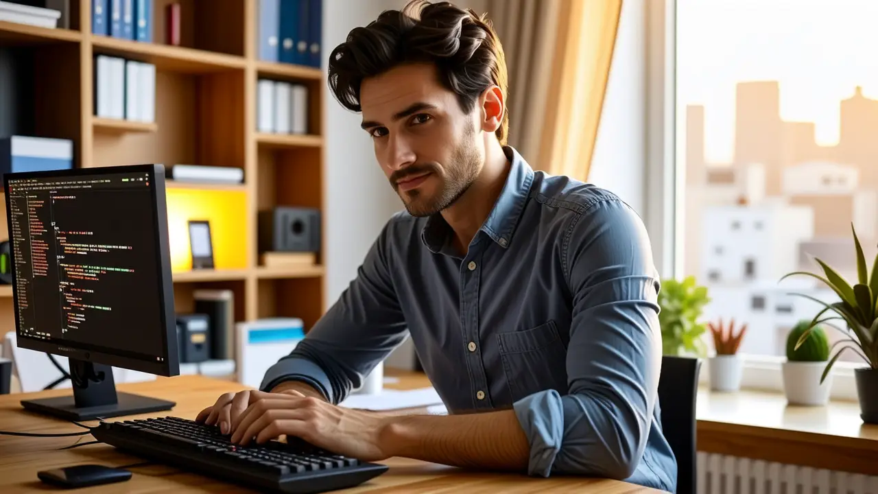 Sandbox Windows: Activar y Usar Fácilmente 2 Un hombre pensativo en su estudio moderno