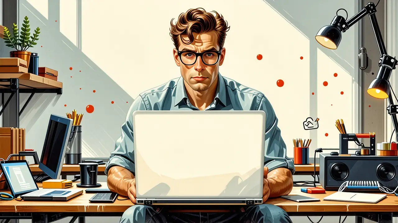 Sandbox Windows: Activar y Usar Fácilmente 4 Un hombre resuelve problemas con tecnología digital