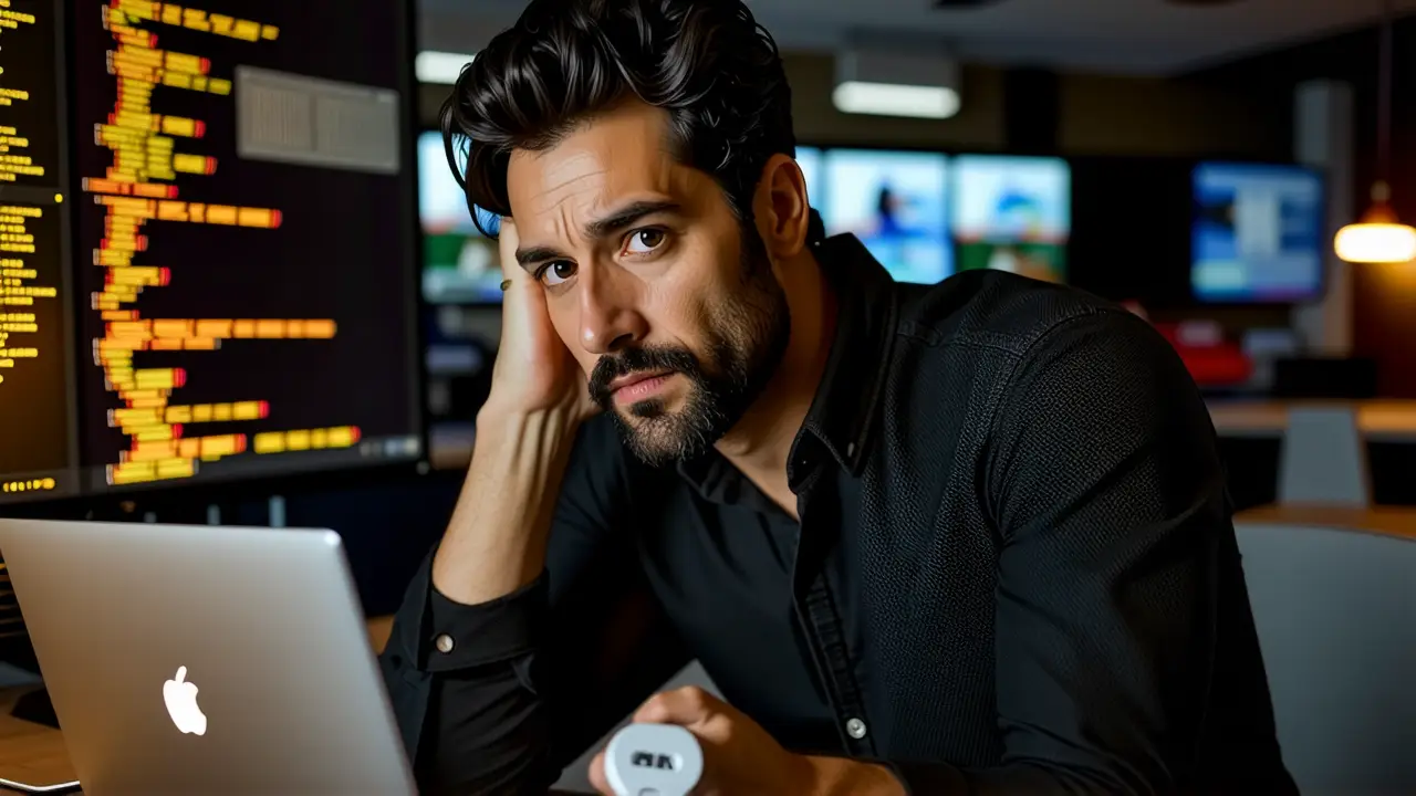 Sandbox Windows: Activar y Usar Fácilmente 1 Un hombre pensativo usa laptop en estudio digital