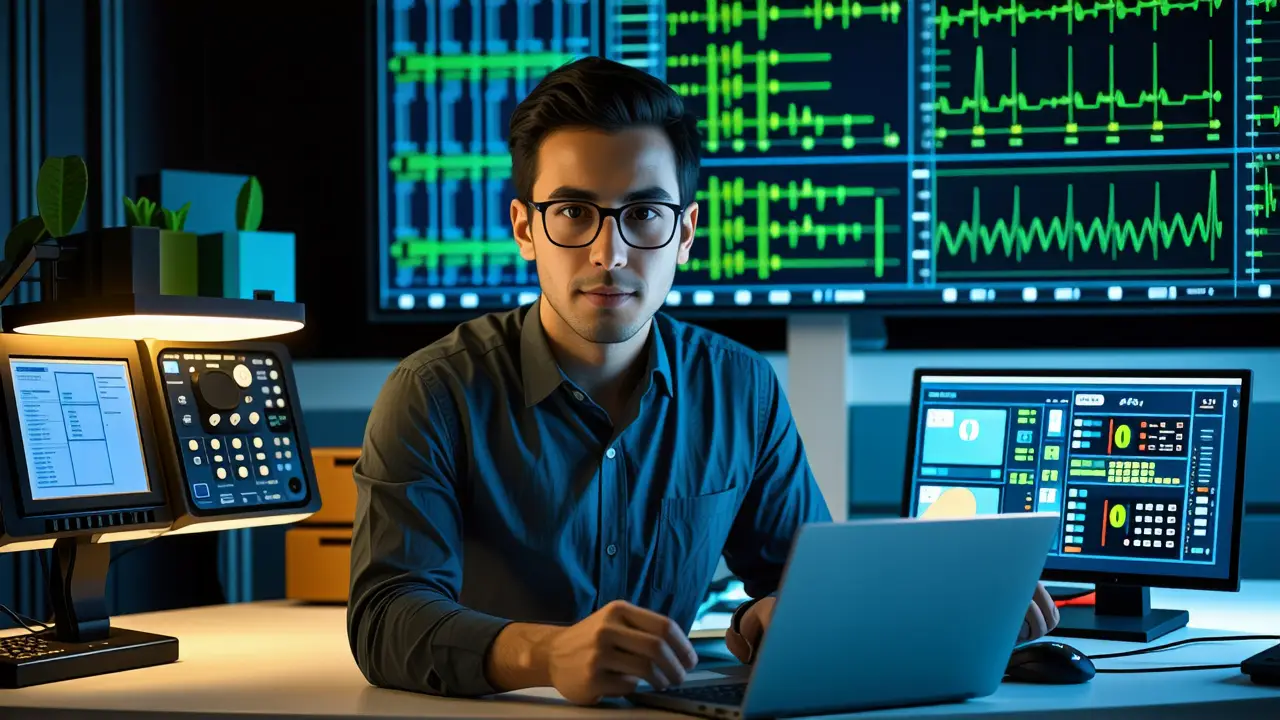 Un técnico analiza datos con precisión digital