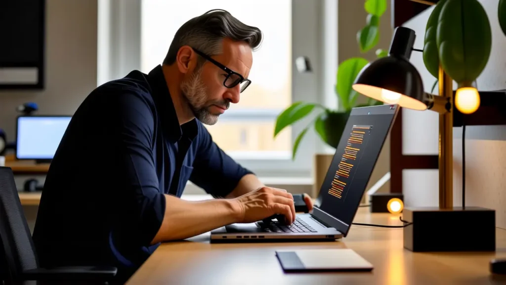 Un técnico ayuda con un error digital