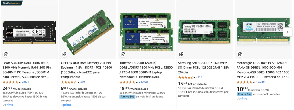 sodimm en amazon