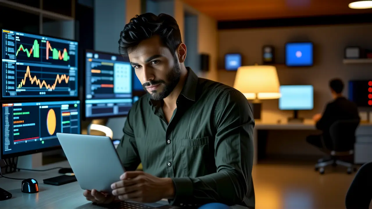 Testear Memoria RAM: Guía Windows 10/11 1 Un hombre pensativo analiza datos en oficina