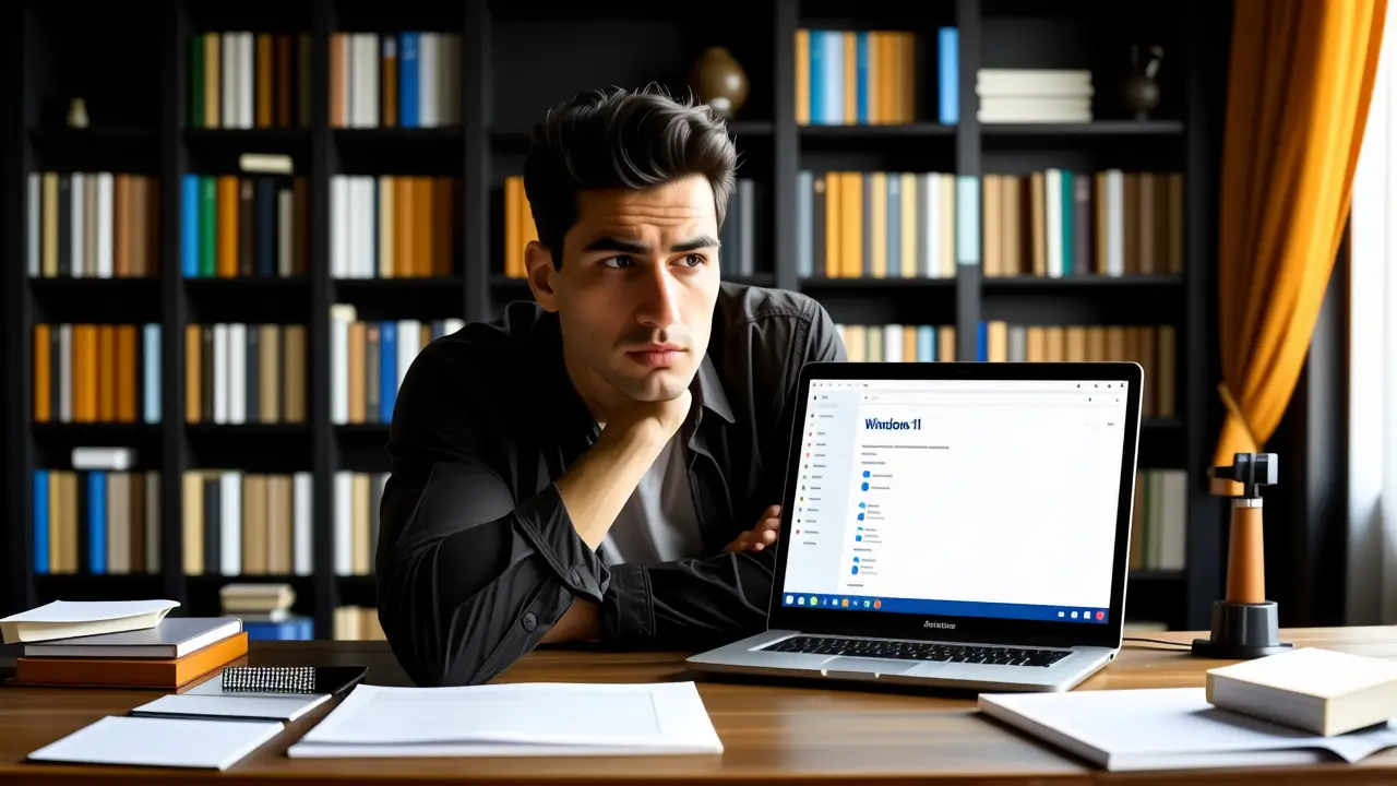 Un hombre pensativo en un espacio minimalista