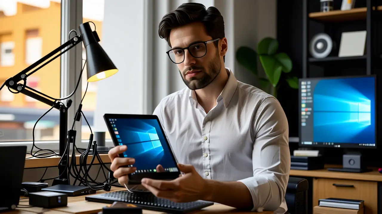 Un hombre resuelve problemas con Windows 11