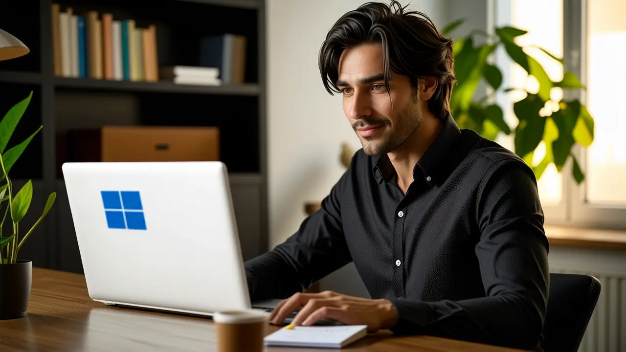 Un hombre pensativo observa la pantalla en un hogar moderno