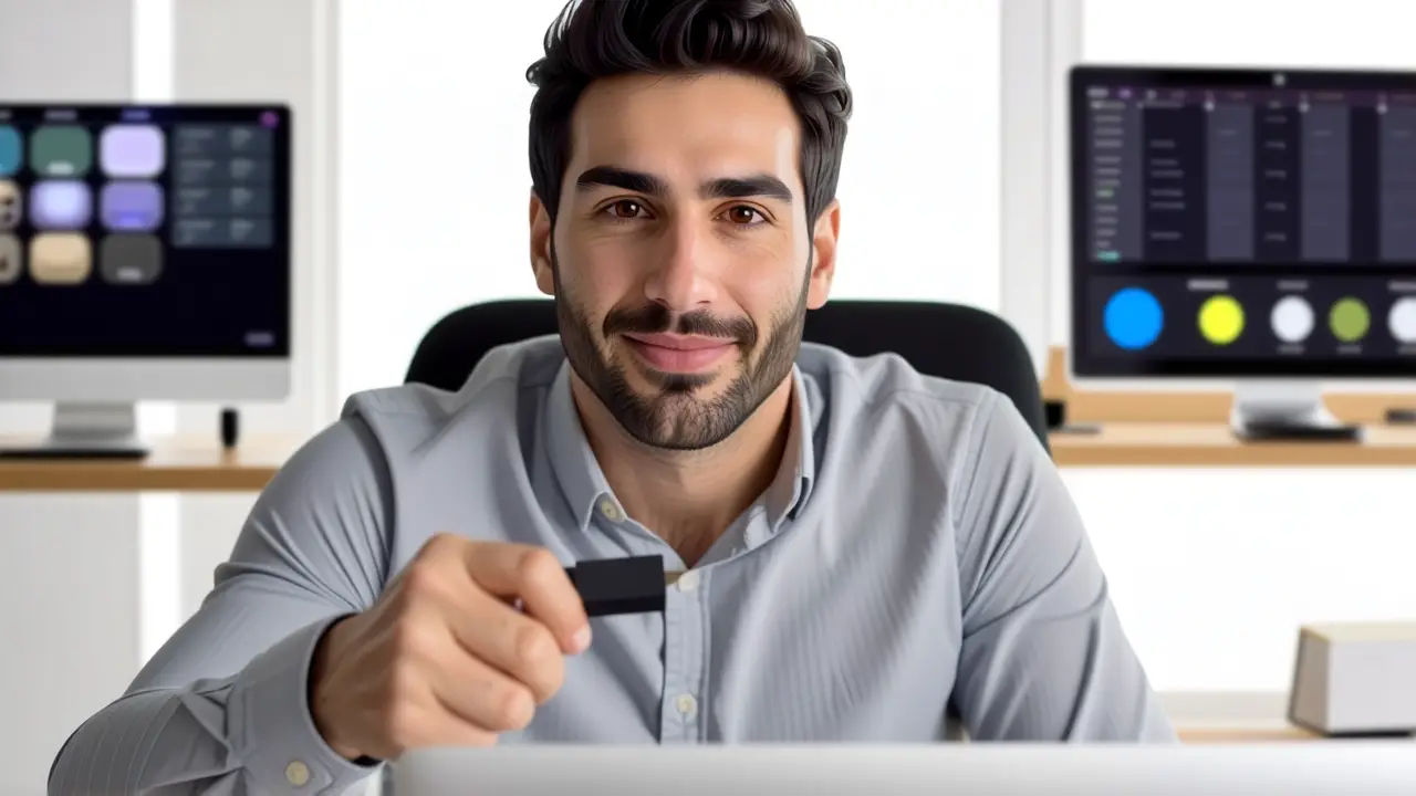 Un hombre moderno ofrece asistencia técnica digital