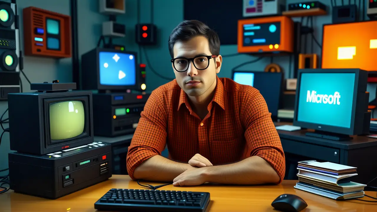 Un programador nostálgico trabaja con ordenadores antiguos