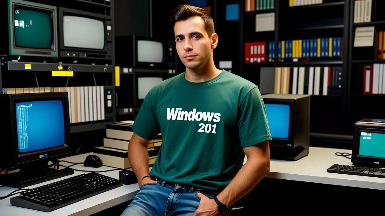 Un hombre pensativo usa una camiseta retro