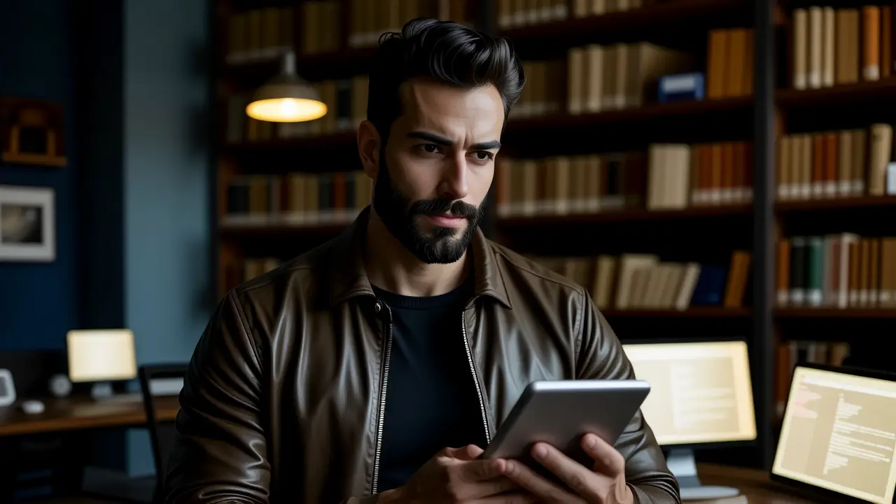 Un hombre pensativo en arte digital realista