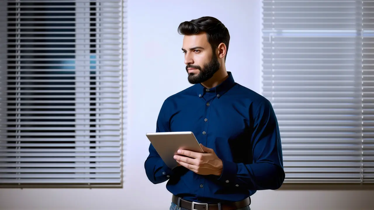 Eliminar Windows Old: Libera Espacio en Windows 11 1 Hombre pensativo con tablet en tarde suave