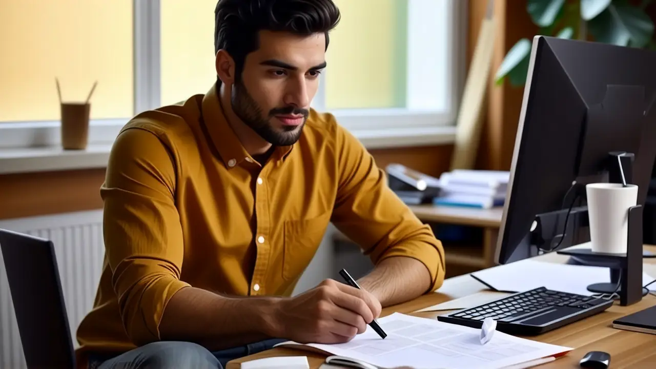 Eliminar Windows Old: Libera Espacio en Windows 11 2 Un hombre pensativo trabaja en su escritorio